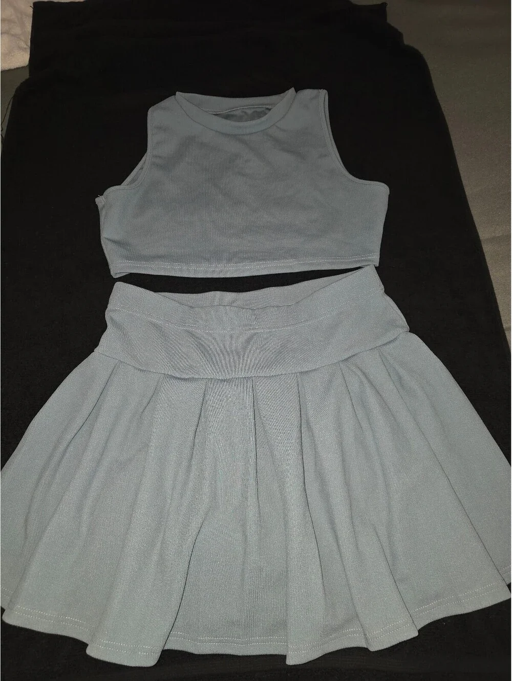 SHEIN Women’s Blue 2 Piece Crop Top & Pleated Skirt Set Size XL